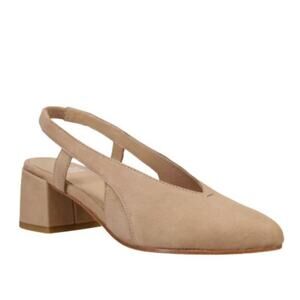 Eileen Fisher 'Gals' Women's 6 Slingback Pump Heel Shoe Nubuck Leather Taupe